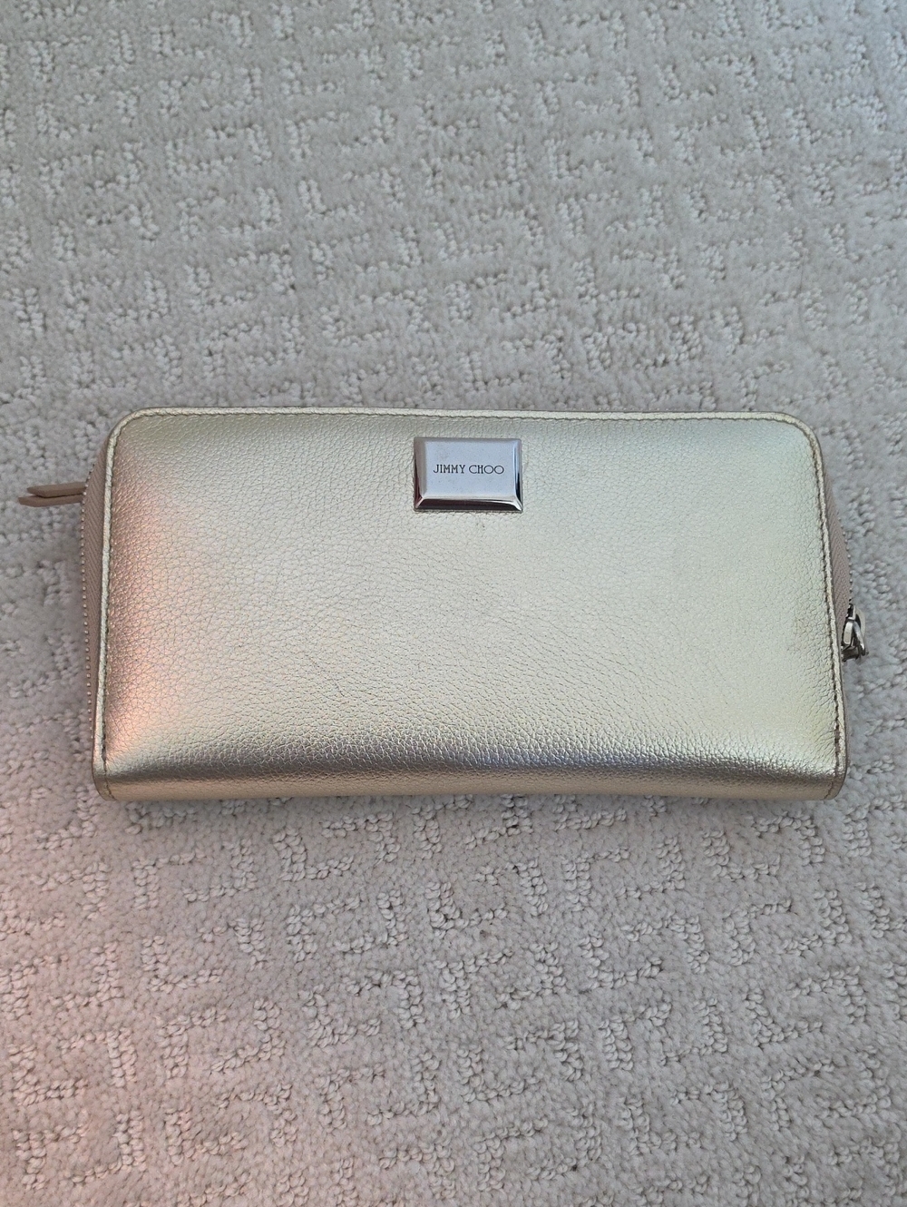 Jimmy Choo Metallic Pale Gold Zip-Around Wallet